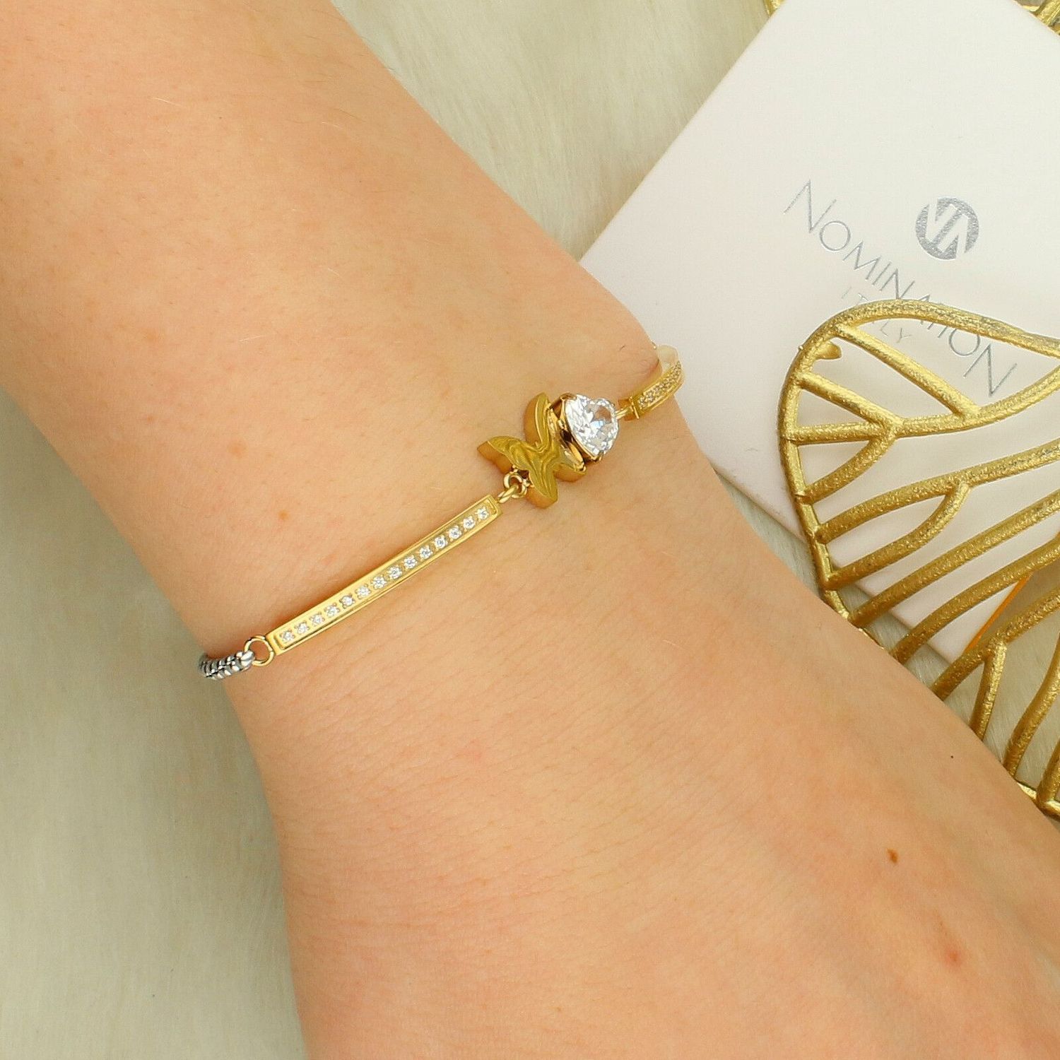 Bransoletka Nomination Italy Milleluci Refined Motylek – złota stal, elegancka 028021 010.jpg